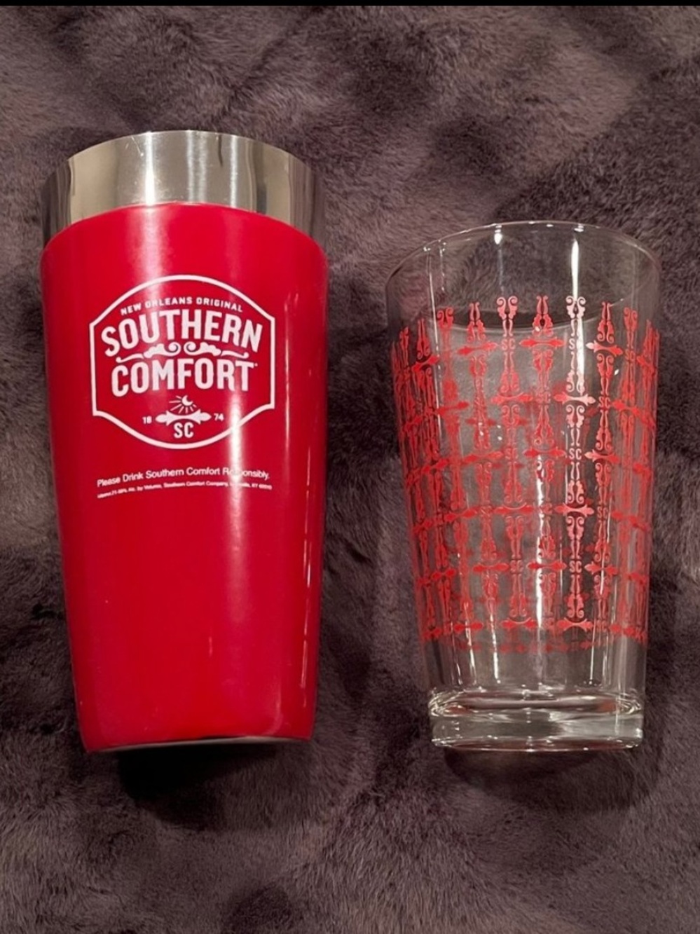 Southern Comfort Cocktail Shaker - Glass & Stainless Steel - NWOT